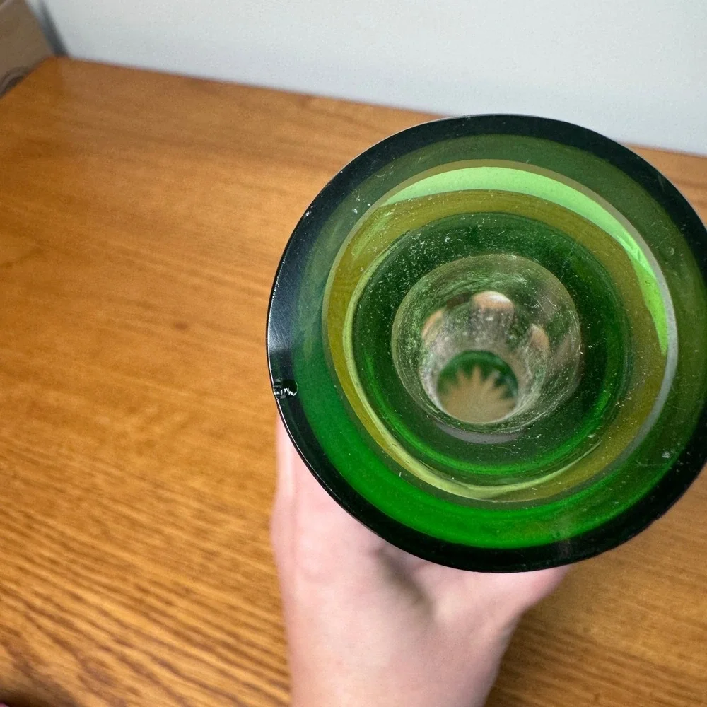 Nachtmann Traube Emerald Green Cut Glass Decanter‎ Grape Leaf Design